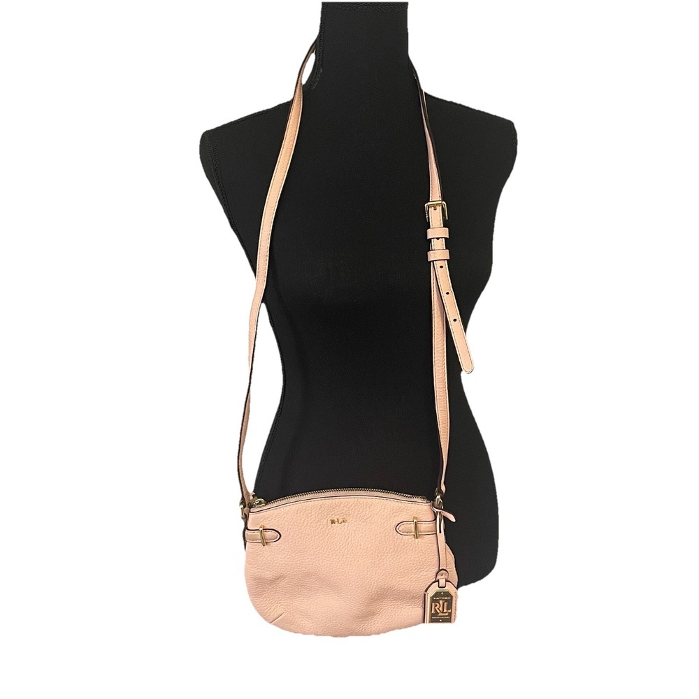 LAUREN RALPH LAUREN Easby Cecila Pebbled Leather Crossbody Blush‎ Preppy